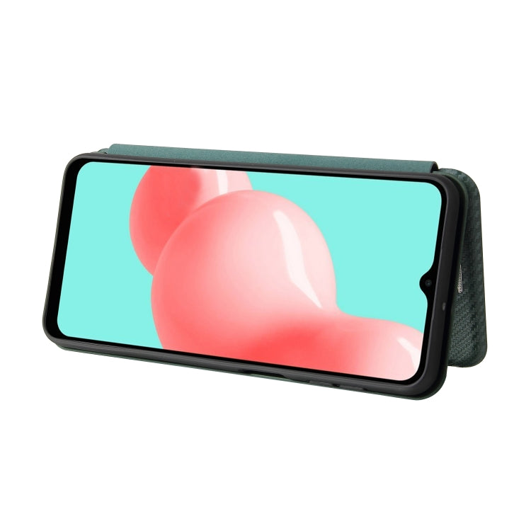 For Samsung Galaxy A32 5G Carbon Fiber Texture Horizontal Flip TPU + PC + PU Leather Case with Card Slot(Green) by buy2fix