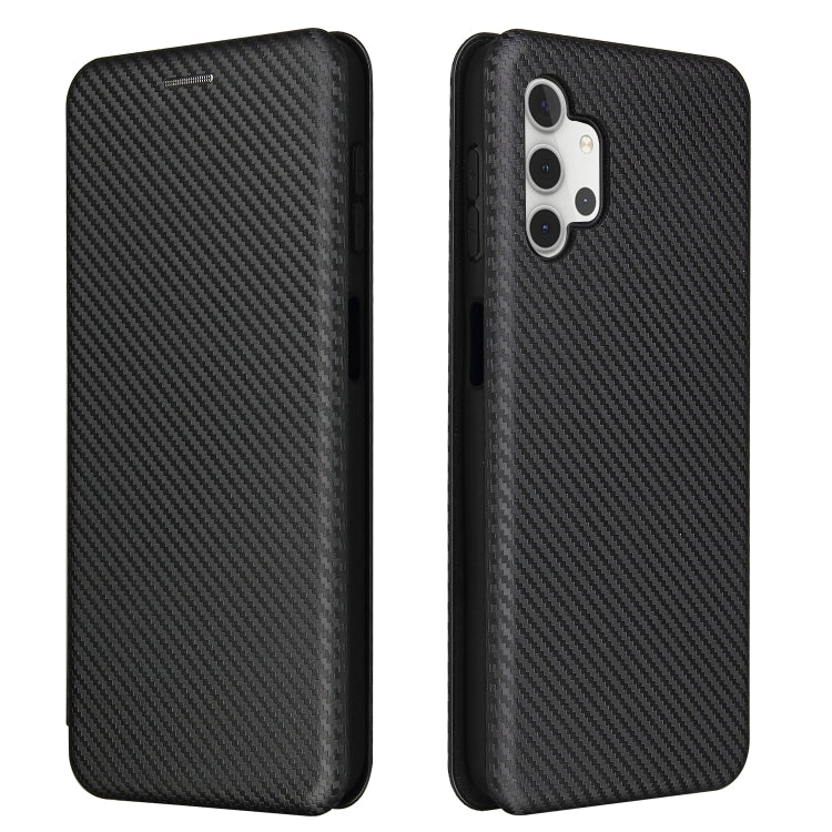 For Samsung Galaxy A32 5G Carbon Fiber Texture Horizontal Flip TPU + PC + PU Leather Case with Card Slot(Black) by buy2fix