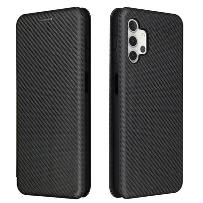 For Samsung Galaxy A32 5G Carbon Fiber Texture Horizontal Flip TPU + PC + PU Leather Case with Card Slot(Black) by buy2fix
