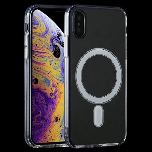 For iPhone X / XS Magsafe Case Simple Magnetic Ring All-inclusive Clear Crystal Acrylic PC +TPU Shockproof Case(Transparent) - More iPhone Cases by buy2fix | Online Shopping UK | buy2fix