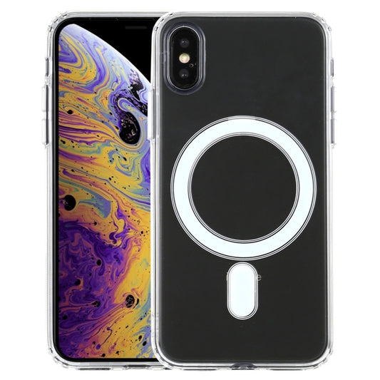 For iPhone X / XS Magsafe Case Simple Magnetic Ring All-inclusive Clear Crystal Acrylic PC +TPU Shockproof Case(Transparent) - More iPhone Cases by buy2fix | Online Shopping UK | buy2fix