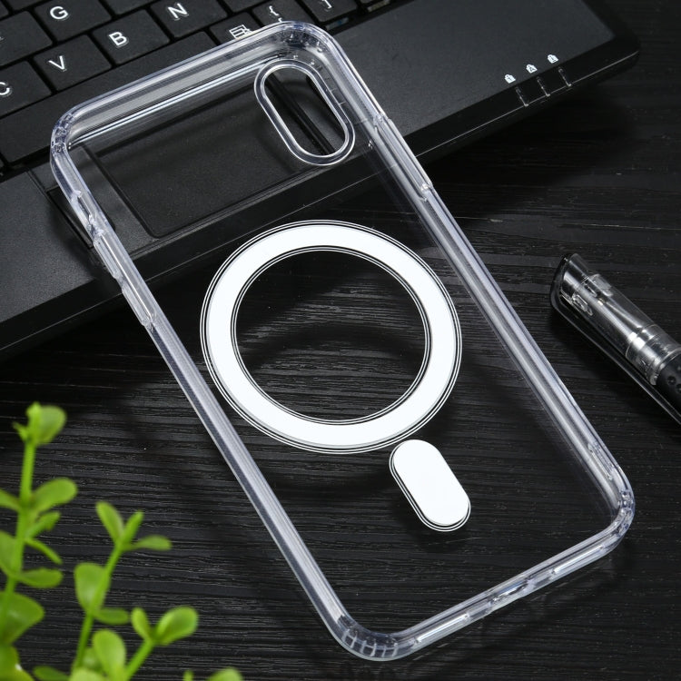For iPhone X / XS Magsafe Case Simple Magnetic Ring All-inclusive Clear Crystal Acrylic PC +TPU Shockproof Case(Transparent) - More iPhone Cases by buy2fix | Online Shopping UK | buy2fix