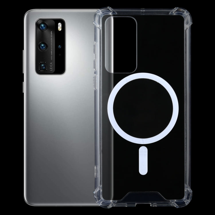 For Huawei P40 Magsafe Case Clear Four-corner Airbag Shockproof PC + TPU Case with Magnetic(Transparent) by buy2fix