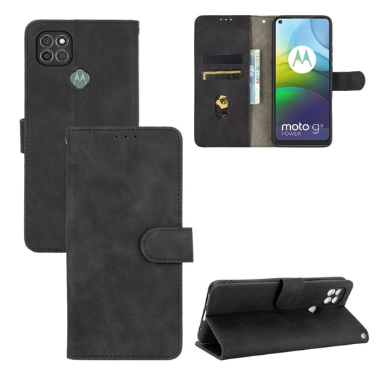 For Motorola Moto G9 Power Solid Color Skin Feel Magnetic Buckle Horizontal Flip Calf Texture PU Leather Case with Holder & Card Slots & Wallet(Black) - Motorola Cases by buy2fix | Online Shopping UK | buy2fix