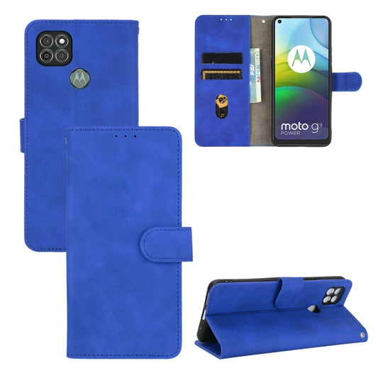 For Motorola Moto G9 Power Solid Color Skin Feel Magnetic Buckle Horizontal Flip Calf Texture PU Leather Case with Holder & Card Slots & Wallet(Blue) - Motorola Cases by buy2fix | Online Shopping UK | buy2fix