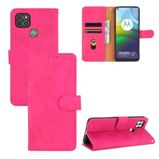 For Motorola Moto G9 Power Solid Color Skin Feel Magnetic Buckle Horizontal Flip Calf Texture PU Leather Case with Holder & Card Slots & Wallet(Rose Red) - Motorola Cases by buy2fix | Online Shopping UK | buy2fix