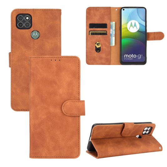 For Motorola Moto G9 Power Solid Color Skin Feel Magnetic Buckle Horizontal Flip Calf Texture PU Leather Case with Holder & Card Slots & Wallet(Brown) - Motorola Cases by buy2fix | Online Shopping UK | buy2fix