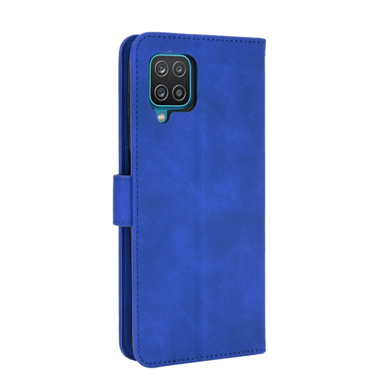 For Samsung Galaxy A12 / M12 / F12 Solid Color Skin Feel Magnetic Buckle Horizontal Flip Calf Texture PU Leather Case with Holder & Card Slots & Wallet(Blue) by buy2fix