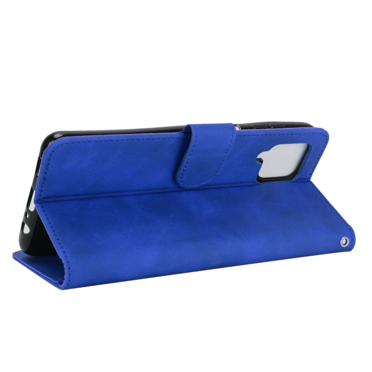 For Samsung Galaxy A12 / M12 / F12 Solid Color Skin Feel Magnetic Buckle Horizontal Flip Calf Texture PU Leather Case with Holder & Card Slots & Wallet(Blue) by buy2fix