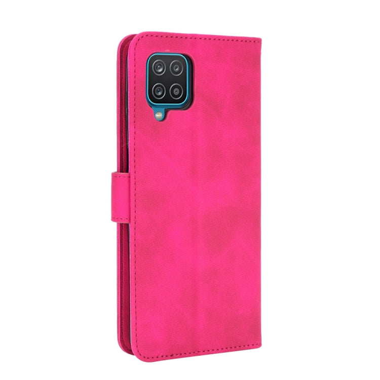 For Samsung Galaxy A12 / M12 / F12 Solid Color Skin Feel Magnetic Buckle Horizontal Flip Calf Texture PU Leather Case with Holder & Card Slots & Wallet(Rose Red) by buy2fix