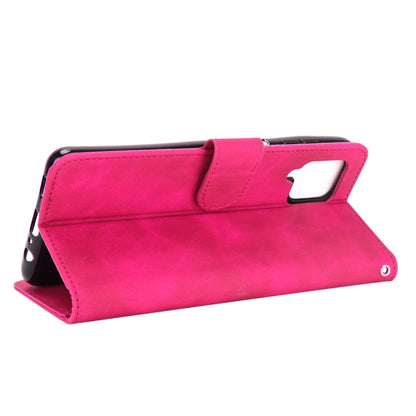 For Samsung Galaxy A12 / M12 / F12 Solid Color Skin Feel Magnetic Buckle Horizontal Flip Calf Texture PU Leather Case with Holder & Card Slots & Wallet(Rose Red) by buy2fix