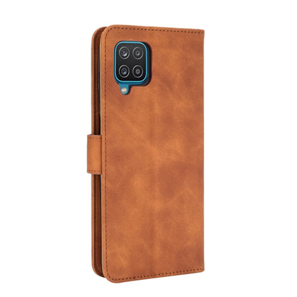 For Samsung Galaxy A12 / M12 / F12 Solid Color Skin Feel Magnetic Buckle Horizontal Flip Calf Texture PU Leather Case with Holder & Card Slots & Wallet(Brown) by buy2fix