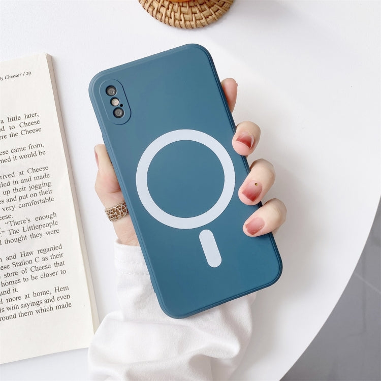 For iPhone X / XS Liquid Silicone Full Coverage Shockproof Magsafe Case(Blue) - More iPhone Cases by buy2fix | Online Shopping UK | buy2fix