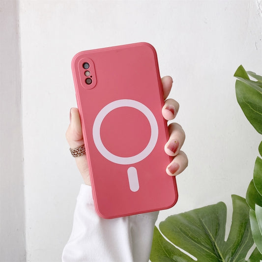 For iPhone X / XS Liquid Silicone Full Coverage Shockproof Magsafe Case(Red) - More iPhone Cases by buy2fix | Online Shopping UK | buy2fix