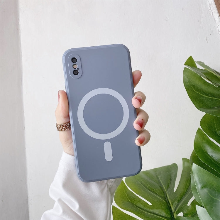 For iPhone X / XS Liquid Silicone Full Coverage Shockproof Magsafe Case(Grey) - More iPhone Cases by buy2fix | Online Shopping UK | buy2fix