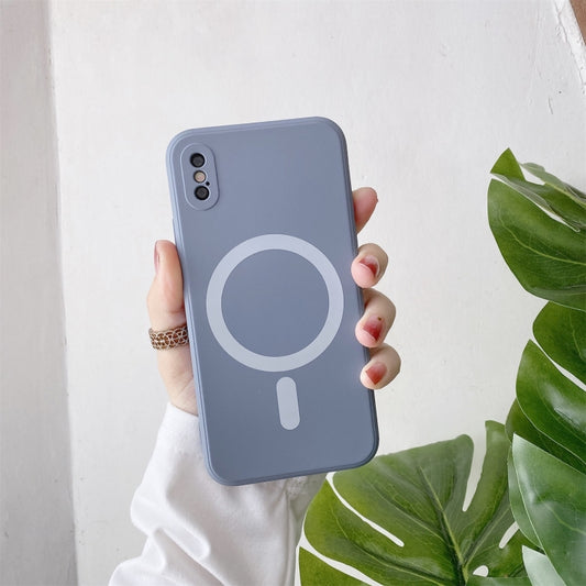 For iPhone X / XS Liquid Silicone Full Coverage Shockproof Magsafe Case(Grey) - More iPhone Cases by buy2fix | Online Shopping UK | buy2fix