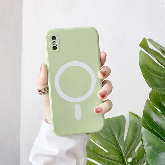 For iPhone XR Liquid Silicone Full Coverage Shockproof Magsafe Case(Light Green) - More iPhone Cases by buy2fix | Online Shopping UK | buy2fix