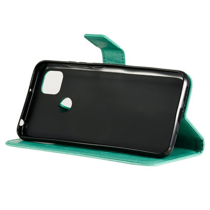 For Xiaomi Redmi 9C Tree & Cat Pattern Pressed Printing Horizontal Flip PU Leather Case with Holder & Card Slots & Wallet & Lanyard(Green) - Xiaomi Cases by buy2fix | Online Shopping UK | buy2fix