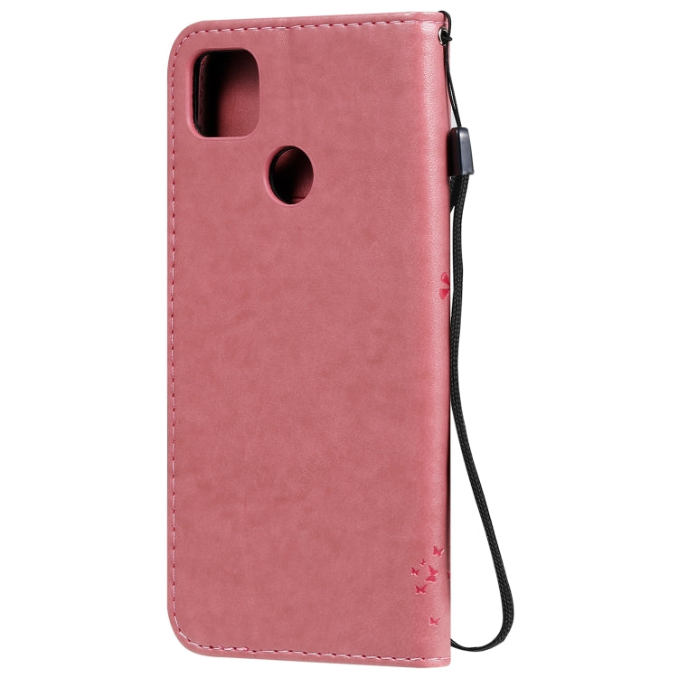 For Xiaomi Redmi 9C Tree & Cat Pattern Pressed Printing Horizontal Flip PU Leather Case with Holder & Card Slots & Wallet & Lanyard(Pink) - Xiaomi Cases by buy2fix | Online Shopping UK | buy2fix
