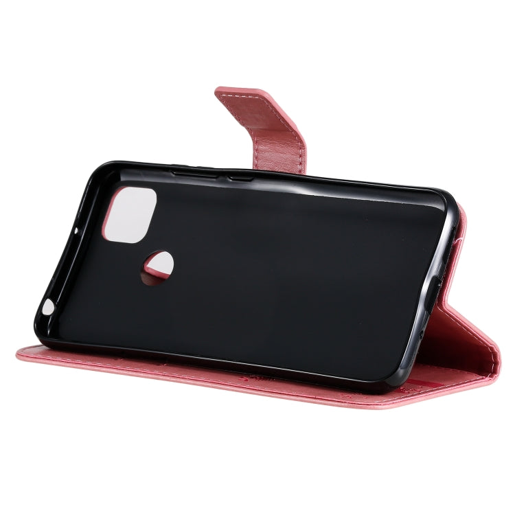For Xiaomi Redmi 9C Tree & Cat Pattern Pressed Printing Horizontal Flip PU Leather Case with Holder & Card Slots & Wallet & Lanyard(Pink) - Xiaomi Cases by buy2fix | Online Shopping UK | buy2fix