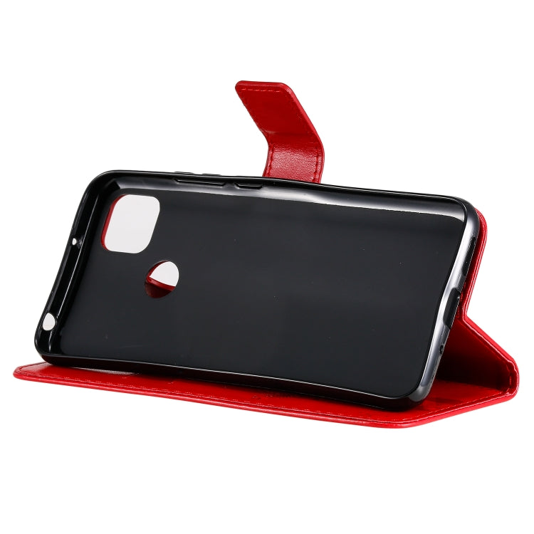 For Xiaomi Redmi 9C Tree & Cat Pattern Pressed Printing Horizontal Flip PU Leather Case with Holder & Card Slots & Wallet & Lanyard(Red) - Xiaomi Cases by buy2fix | Online Shopping UK | buy2fix