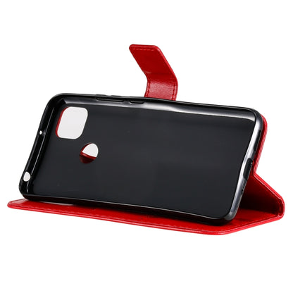 For Xiaomi Redmi 9C Tree & Cat Pattern Pressed Printing Horizontal Flip PU Leather Case with Holder & Card Slots & Wallet & Lanyard(Red) - Xiaomi Cases by buy2fix | Online Shopping UK | buy2fix