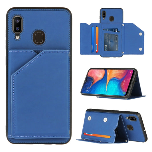 For Samsung Galaxy A20 & A30 Skin Feel PU + TPU + PC Back Cover Shockproof Case with Card Slots & Holder & Photo Frame(Royal Blue) - Galaxy Phone Cases by buy2fix | Online Shopping UK | buy2fix