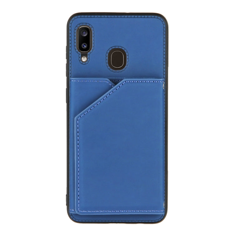For Samsung Galaxy A20 & A30 Skin Feel PU + TPU + PC Back Cover Shockproof Case with Card Slots & Holder & Photo Frame(Royal Blue) - Galaxy Phone Cases by buy2fix | Online Shopping UK | buy2fix