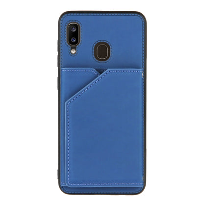 For Samsung Galaxy A20 & A30 Skin Feel PU + TPU + PC Back Cover Shockproof Case with Card Slots & Holder & Photo Frame(Royal Blue) - Galaxy Phone Cases by buy2fix | Online Shopping UK | buy2fix