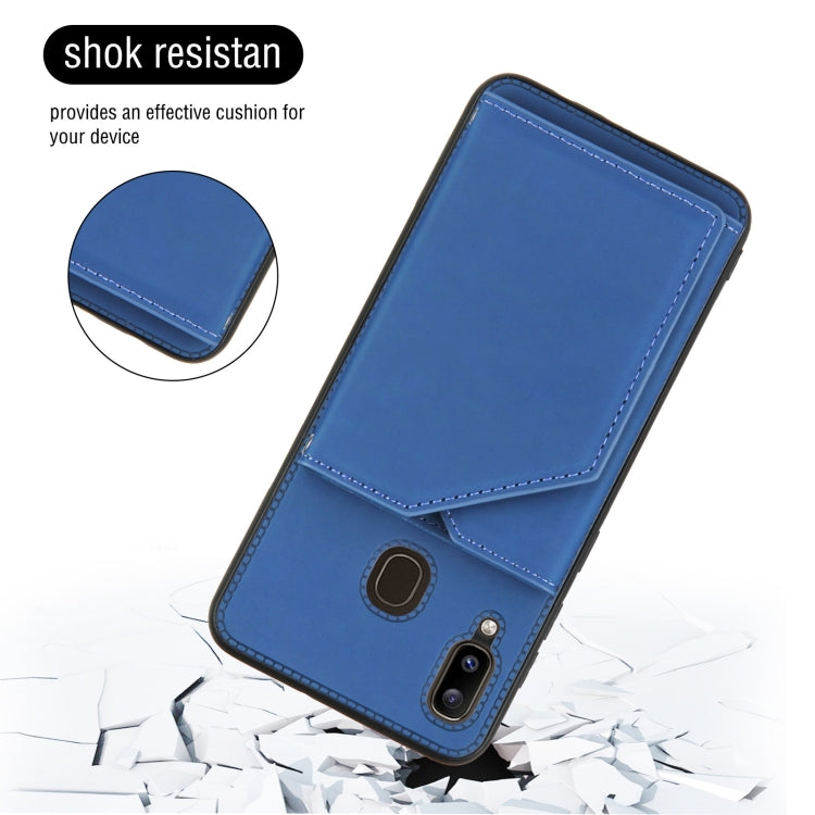 For Samsung Galaxy A20 & A30 Skin Feel PU + TPU + PC Back Cover Shockproof Case with Card Slots & Holder & Photo Frame(Royal Blue) - Galaxy Phone Cases by buy2fix | Online Shopping UK | buy2fix