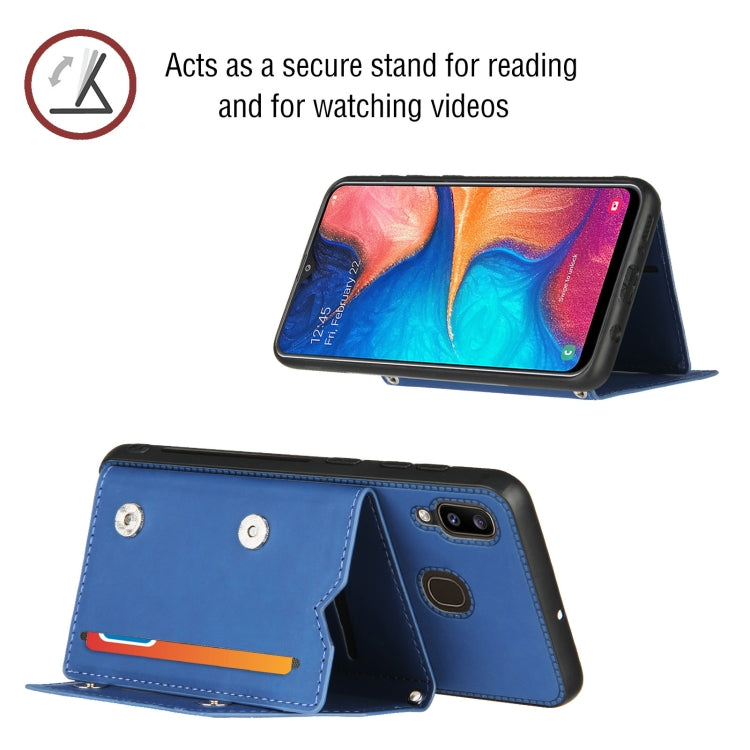 For Samsung Galaxy A20 & A30 Skin Feel PU + TPU + PC Back Cover Shockproof Case with Card Slots & Holder & Photo Frame(Royal Blue) - Galaxy Phone Cases by buy2fix | Online Shopping UK | buy2fix