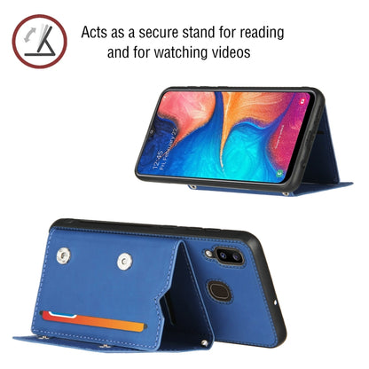For Samsung Galaxy A20 & A30 Skin Feel PU + TPU + PC Back Cover Shockproof Case with Card Slots & Holder & Photo Frame(Royal Blue) - Galaxy Phone Cases by buy2fix | Online Shopping UK | buy2fix