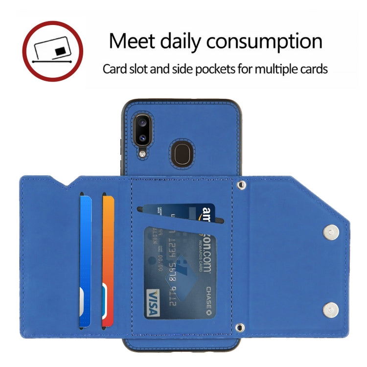 For Samsung Galaxy A20 & A30 Skin Feel PU + TPU + PC Back Cover Shockproof Case with Card Slots & Holder & Photo Frame(Royal Blue) - Galaxy Phone Cases by buy2fix | Online Shopping UK | buy2fix
