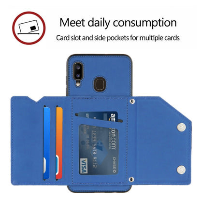 For Samsung Galaxy A20 & A30 Skin Feel PU + TPU + PC Back Cover Shockproof Case with Card Slots & Holder & Photo Frame(Royal Blue) - Galaxy Phone Cases by buy2fix | Online Shopping UK | buy2fix