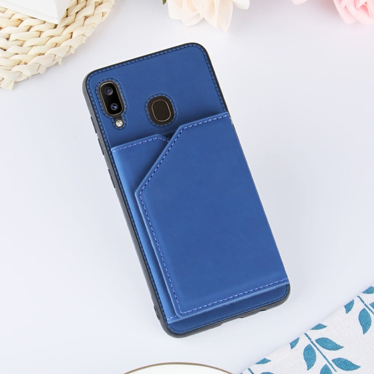 For Samsung Galaxy A20 & A30 Skin Feel PU + TPU + PC Back Cover Shockproof Case with Card Slots & Holder & Photo Frame(Royal Blue) - Galaxy Phone Cases by buy2fix | Online Shopping UK | buy2fix
