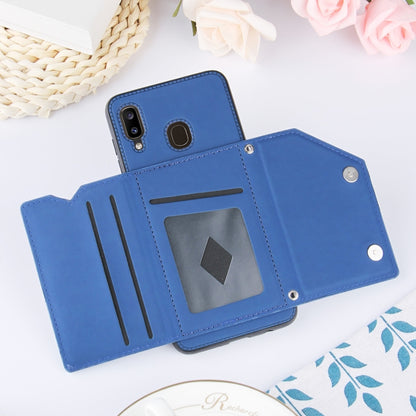 For Samsung Galaxy A20 & A30 Skin Feel PU + TPU + PC Back Cover Shockproof Case with Card Slots & Holder & Photo Frame(Royal Blue) - Galaxy Phone Cases by buy2fix | Online Shopping UK | buy2fix