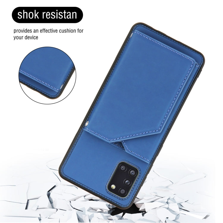 For Samsung Galaxy A31 Skin Feel PU + TPU + PC Back Cover Shockproof Case with Card Slots & Holder & Photo Frame(Royal Blue) by buy2fix