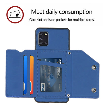For Samsung Galaxy A31 Skin Feel PU + TPU + PC Back Cover Shockproof Case with Card Slots & Holder & Photo Frame(Royal Blue) by buy2fix