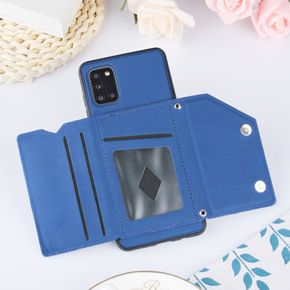 For Samsung Galaxy A31 Skin Feel PU + TPU + PC Back Cover Shockproof Case with Card Slots & Holder & Photo Frame(Royal Blue) by buy2fix
