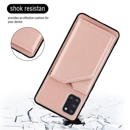 For Samsung Galaxy A31 Skin Feel PU + TPU + PC Back Cover Shockproof Case with Card Slots & Holder & Photo Frame(Rose Gold) - Galaxy Phone Cases by buy2fix | Online Shopping UK | buy2fix