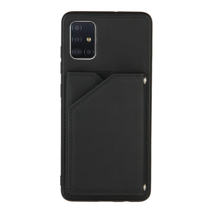 For Samsung Galaxy A51 Skin Feel PU + TPU + PC Back Cover Shockproof Case with Card Slots & Holder & Photo Frame(Black) by buy2fix