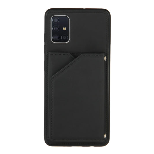 For Samsung Galaxy A51 Skin Feel PU + TPU + PC Back Cover Shockproof Case with Card Slots & Holder & Photo Frame(Black) - Galaxy Phone Cases by buy2fix | Online Shopping UK | buy2fix