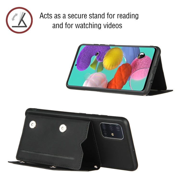 For Samsung Galaxy A51 Skin Feel PU + TPU + PC Back Cover Shockproof Case with Card Slots & Holder & Photo Frame(Black) by buy2fix