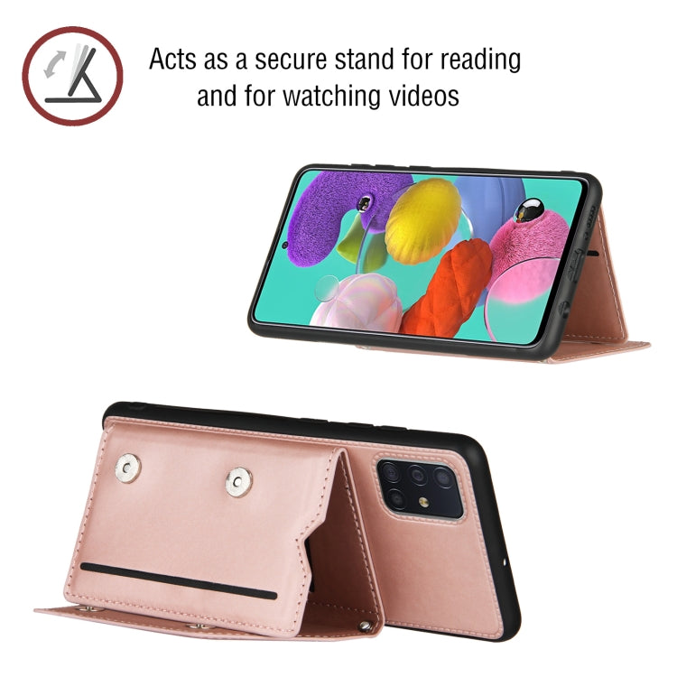 For Samsung Galaxy A51 Skin Feel PU + TPU + PC Back Cover Shockproof Case with Card Slots & Holder & Photo Frame(Rose Gold) - Galaxy Phone Cases by buy2fix | Online Shopping UK | buy2fix