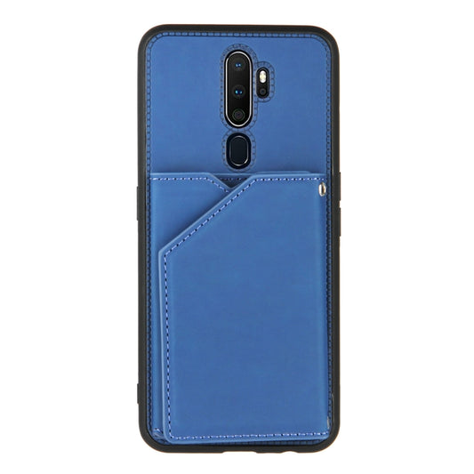 For OPPO A9 2020 Skin Feel PU + TPU + PC Back Cover Shockproof Case with Card Slots & Holder & Photo Frame(Royal Blue) - OPPO Cases by buy2fix | Online Shopping UK | buy2fix
