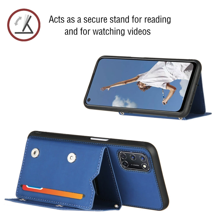 For OPPO A52 & A72 & A92 Skin Feel PU + TPU + PC Back Cover Shockproof Case with Card Slots & Holder & Photo Frame(Royal Blue) - OPPO Cases by buy2fix | Online Shopping UK | buy2fix