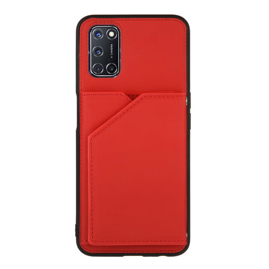 For OPPO A52 & A72 & A92 Skin Feel PU + TPU + PC Back Cover Shockproof Case with Card Slots & Holder & Photo Frame(Red) - OPPO Cases by buy2fix | Online Shopping UK | buy2fix