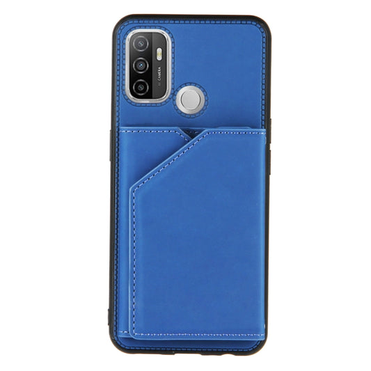 For OPPO A53 Skin Feel PU + TPU + PC Back Cover Shockproof Case with Card Slots & Holder & Photo Frame(Royal Blue) - OPPO Cases by buy2fix | Online Shopping UK | buy2fix