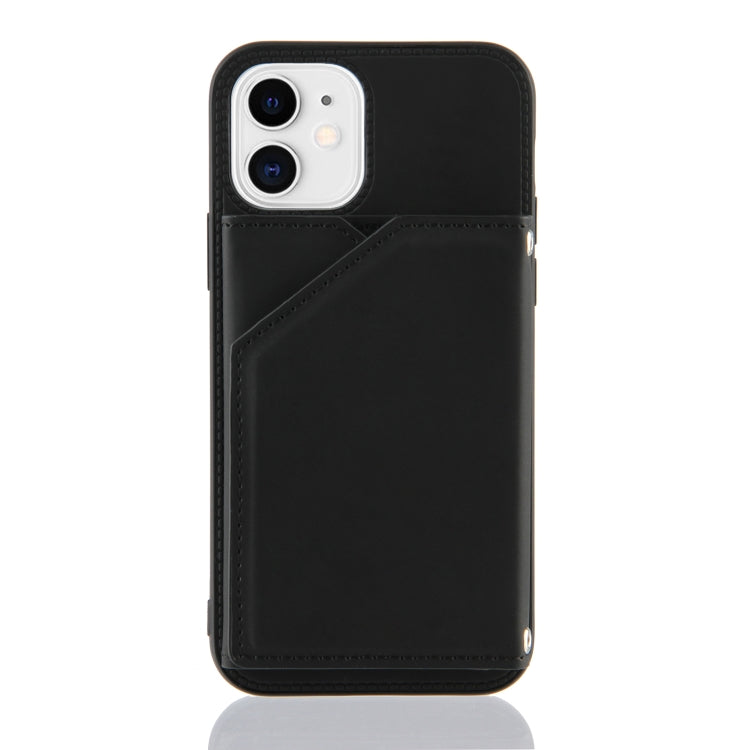 For iPhone 11 Skin Feel PU + TPU + PC Back Cover Shockproof Case with Card Slots & Holder & Photo Frame (Black) - iPhone 11 Cases by buy2fix | Online Shopping UK | buy2fix