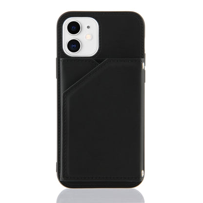 For iPhone 11 Skin Feel PU + TPU + PC Back Cover Shockproof Case with Card Slots & Holder & Photo Frame (Black) - iPhone 11 Cases by buy2fix | Online Shopping UK | buy2fix